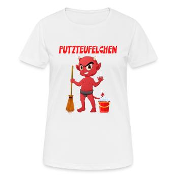 Putzteufelchen Reinigungskraft Hobby Putzen - Frauen T-Shirt atmungsaktiv - Weiß - Vorne - AI Model Female 172 dark (172cm)