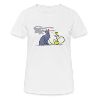 Chat propriétaire chat fumé Shisha fumeurs - T-shirt respirant Femme - blanc - Devant - AI Model Female 172 dark (172cm)