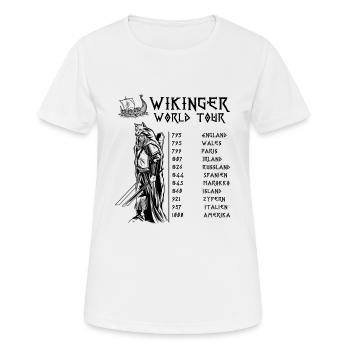 Kultiges Wikinger Herren Tshirt World Tour - Frauen T-Shirt atmungsaktiv - Weiß - Vorne - AI Model Female 172 dark (172cm)