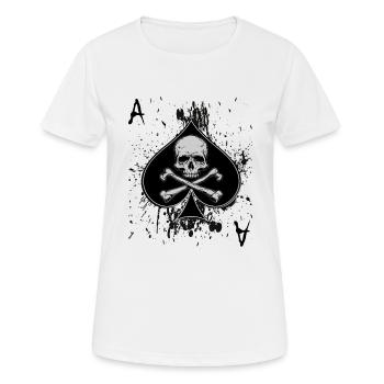 Totenkopf Skull Pik Ass Spielkarte Poker Geschenk - Frauen T-Shirt atmungsaktiv - Weiß - Vorne - AI Model Female 172 dark (172cm)