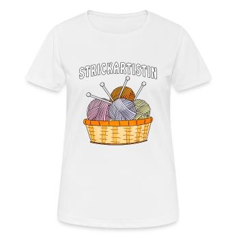 WOLLE STRICKARTISTIN - Frauen T-Shirt atmungsaktiv - Weiß - Vorne - AI Model Female 172 dark (172cm)