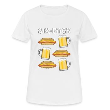 BRATWURST UND BIER MY SIX-PACK - Frauen T-Shirt atmungsaktiv - Weiß - Vorne - AI Model Female 172 dark (172cm)