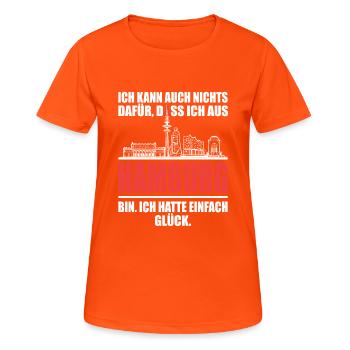 Hamburg Hamburger Bundesland lustiges Hamburg - Frauen T-Shirt atmungsaktiv - Neonorange - Vorne - AI Model Female 172 dark (172cm)