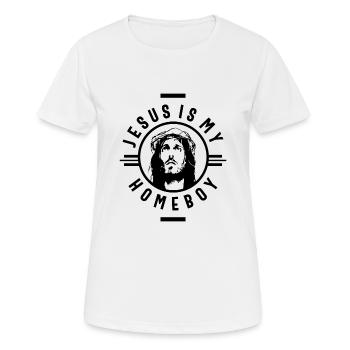 Jésus | Citation chrétienne drôle de dicton - T-shirt respirant Femme - blanc - Devant - AI Model Female 172 dark (172cm)