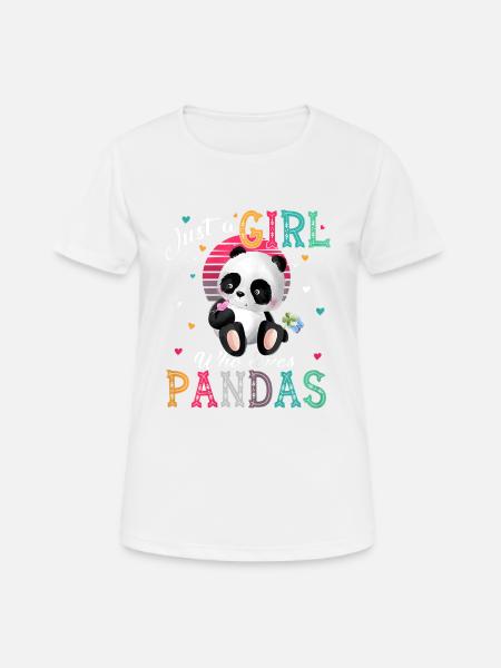 Panda Cool Just a girl Nur ein Mädchen liebt Panda - Dame T-shirt svedtransporterende - hvid