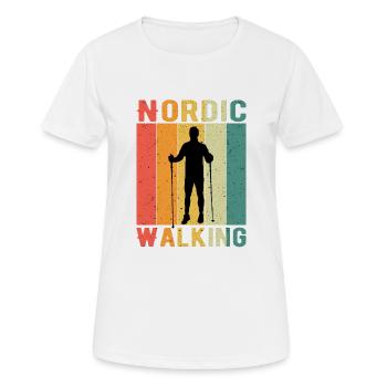 Nordic Walking - Frauen T-Shirt atmungsaktiv - Weiß - Vorne - AI Model Female 172 dark (172cm)