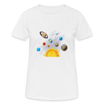 Solar System Space - Frauen T-Shirt atmungsaktiv - Weiß - Vorne - AI Model Female 172 dark (172cm)