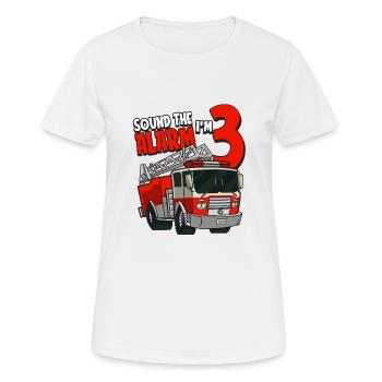 3ème anniversaire année pompiers Trois cadeau d’alarme - T-shirt respirant Femme - blanc - Devant - AI Model Female 172 dark (172cm)