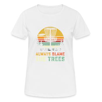 Disc Golf T Shirt Retro Toujours blâmer les arbres Tsh - T-shirt respirant Femme - blanc - Devant - AI Model Female 172 dark (172cm)