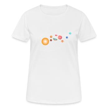 Outer Space Funny Flat Earth Science Planets - Frauen T-Shirt atmungsaktiv - Weiß - Vorne - AI Model Female 172 dark (172cm)