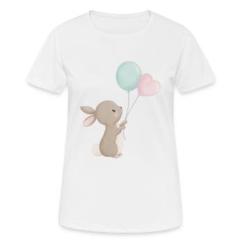 Lapin Ballon d’air du cœur - T-shirt respirant Femme - blanc - Devant - AI Model Female 172 dark (172cm)