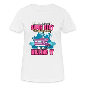 Camping Randonnée Camping Nature Tente Outdoor - T-shirt respirant Femme - blanc - Devant - AI Model Female 172 dark (172cm)