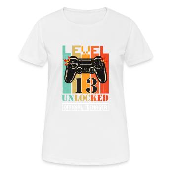 13ème anniversaire niveau joueur de jeu déverrouillé officia - T-shirt respirant Femme - blanc - Devant - AI Model Female 172 dark (172cm)