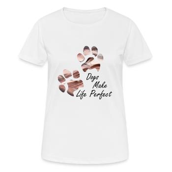 Empreintes de pattes pattes pattes chien chien - T-shirt respirant Femme - blanc - Devant - AI Model Female 172 dark (172cm)
