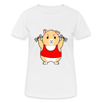 Meerschweinchen mit Hanteln - Frauen T-Shirt atmungsaktiv - Weiß - Vorne - AI Model Female 172 dark (172cm)