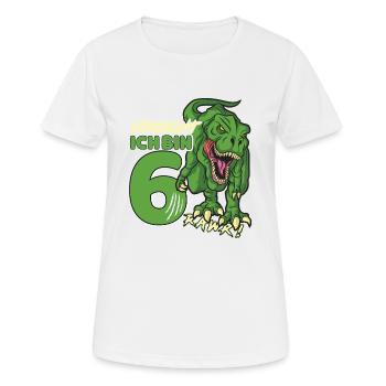 Dinosaurier Dino 6 Geburtstag Deko ich bin 6 Jahre - Frauen T-Shirt atmungsaktiv - Weiß - Vorne - AI Model Female 172 dark (172cm)