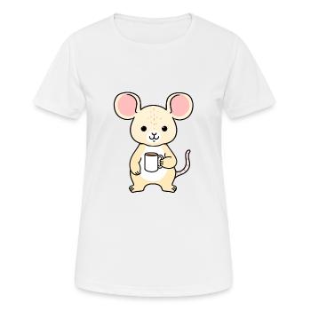 Maus trinkt Kaffee - Frauen T-Shirt atmungsaktiv - Weiß - Vorne - AI Model Female 172 dark (172cm)