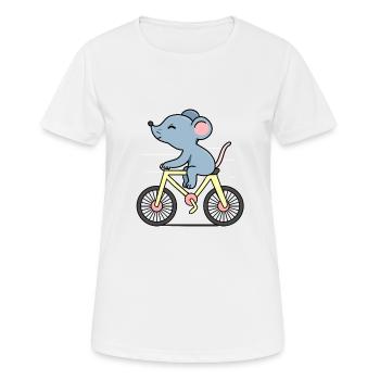Maus auf einem Fahrrad - Frauen T-Shirt atmungsaktiv - Weiß - Vorne - AI Model Female 172 dark (172cm)