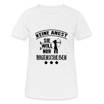 Keine Angst Sie Will Nur Bogenschießen - Frauen T-Shirt atmungsaktiv - Weiß - Vorne - AI Model Female 172 dark (172cm)