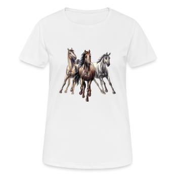 galloping horses - Women's Breathable T-Shirt - white - Front - AI Model Female 172 dark (172cm)