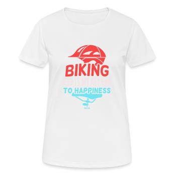 Biking Fahrrad Zweirad Mountainbike Sport - Frauen T-Shirt atmungsaktiv - Weiß - Vorne - AI Model Female 172 dark (172cm)