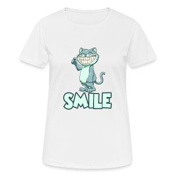 Grinsende Katze - Frauen T-Shirt atmungsaktiv - Weiß - Vorne - AI Model Female 172 dark (172cm)