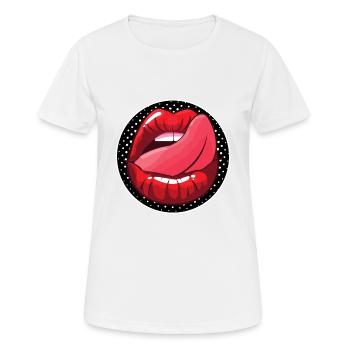 LANGUE SUR LES LÈVRES DANS LA BOUCHE SEXY humour - T-shirt respirant Femme - blanc - Devant - AI Model Female 172 dark (172cm)