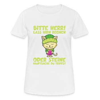 Herr Lass Hirn Regnen Oder Steine Lustige Sprüche - Frauen T-Shirt atmungsaktiv - Weiß - Vorne - AI Model Female 172 dark (172cm)