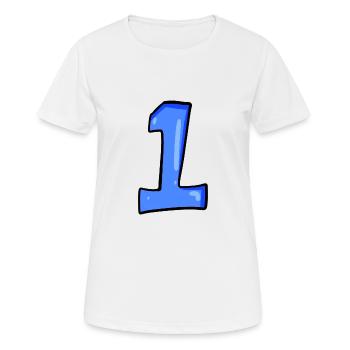 Ziffer 1 Blau - Nummer Eins - Frauen T-Shirt atmungsaktiv - Weiß - Vorne - AI Model Female 172 dark (172cm)