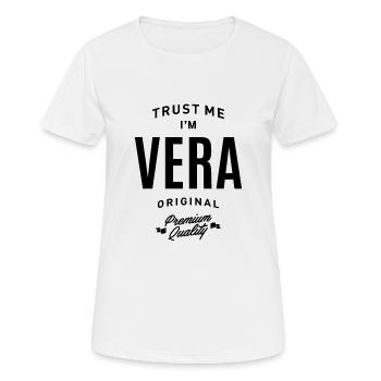 Cadeau d’anniversaire personnalisé de nom de Femmes Vera - T-shirt respirant Femme - blanc - Devant - AI Model Female 172 dark (172cm)
