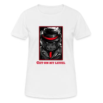 Affe Nadelstreifen Primaten T-shirt für Affen - Frauen T-Shirt atmungsaktiv - Weiß - Vorne - AI Model Female 172 dark (172cm)
