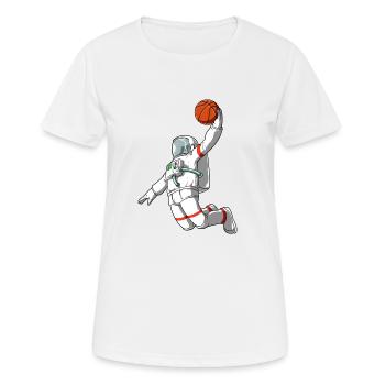 Astronaut Basketball Milchstraße Weltraum - Frauen T-Shirt atmungsaktiv - Weiß - Vorne - AI Model Female 172 dark (172cm)