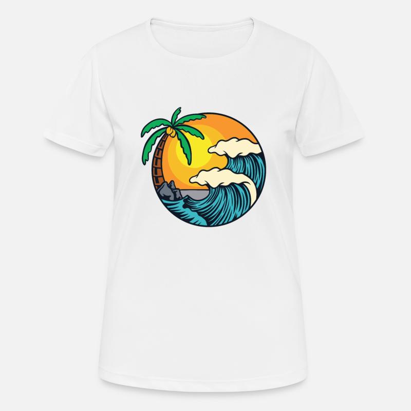 Beach Island Waves Palms - Women's Breathable T-Shirt - white