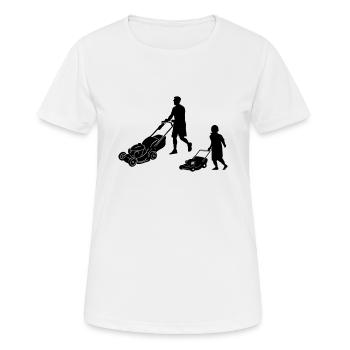 pelouse tondre père fils jardinage tondeuse - T-shirt respirant Femme - blanc - Devant - AI Model Female 172 dark (172cm)