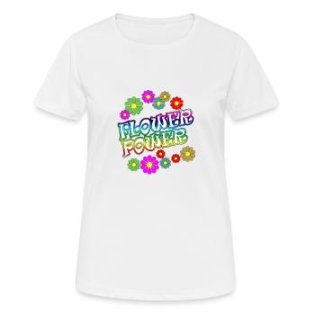 Flower Power - Frauen T-Shirt atmungsaktiv - Weiß - Vorne - AI Model Female 172 dark (172cm)