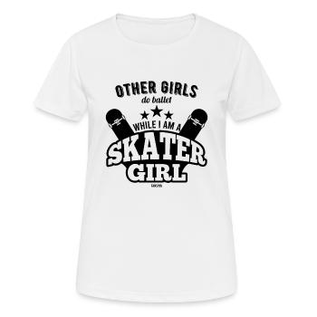 Longboard Skateboard Girl - Women's Breathable T-Shirt - white - Front - AI Model Female 172 dark (172cm)
