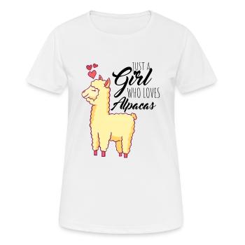 Just a Girl who loves Alpacas Alpaca Damen Frauen - Frauen T-Shirt atmungsaktiv - Weiß - Vorne - AI Model Female 172 dark (172cm)