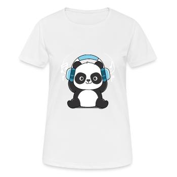 Panda mit Kopfhörer - Frauen T-Shirt atmungsaktiv - Weiß - Vorne - AI Model Female 172 dark (172cm)