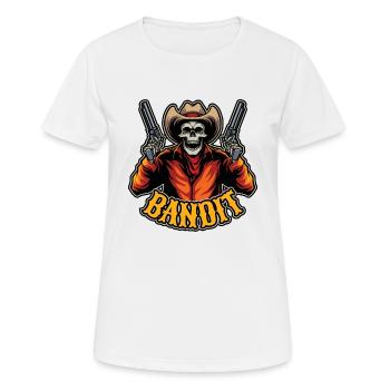 Bandit Skull Totenkopf Revolver Guns - Women's Breathable T-Shirt - white - Front - AI Model Female 172 dark (172cm)