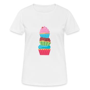 Food Cupcake Pile - Women's Breathable T-Shirt - white - Front - AI Model Female 172 dark (172cm)
