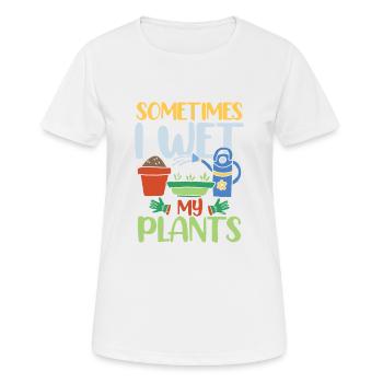 SOMETIMES I WET MY PLANTS - Frauen T-Shirt atmungsaktiv - Weiß - Vorne - AI Model Female 172 dark (172cm)