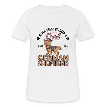 Hundebesitzerin Deutscher Schäferhund Polizeihund - Frauen T-Shirt atmungsaktiv - Weiß - Vorne - AI Model Female 172 dark (172cm)