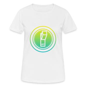 off button - Frauen T-Shirt atmungsaktiv - Weiß - Vorne - AI Model Female 172 dark (172cm)