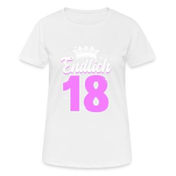 Endlich 18 - Frauen T-Shirt atmungsaktiv - Weiß - Vorne - AI Model Female 172 dark (172cm)