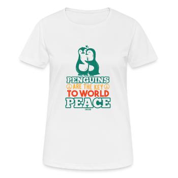 Pinguine Weltfrieden - Frauen T-Shirt atmungsaktiv - Weiß - Vorne - AI Model Female 172 dark (172cm)