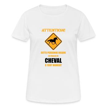 Attention ! Cette Personne Risque De Parler De Che - T-shirt respirant Femme - blanc - Devant - AI Model Female 172 dark (172cm)