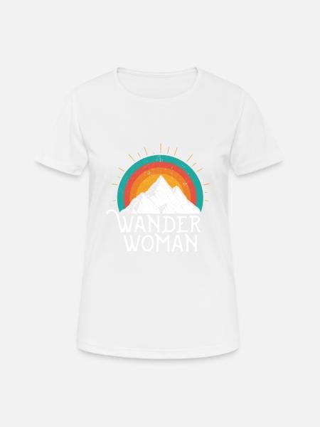 Wander Woman Wandern - Frauen T-Shirt atmungsaktiv - Weiß