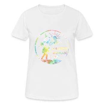 Wander Woman Wandern - Frauen T-Shirt atmungsaktiv - Weiß - Vorne - AI Model Female 172 dark (172cm)