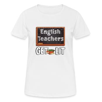 Literatur Bücher Tafel Buch Lehrer Englisch Kreide - Frauen T-Shirt atmungsaktiv - Weiß - Vorne - AI Model Female 172 dark (172cm)