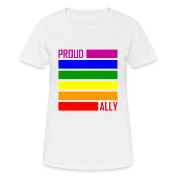 PROUD ALLY LGBT Pride Gay Pride Month Drapeau LGBTQ - T-shirt respirant Femme - blanc - Devant - AI Model Female 172 dark (172cm)
